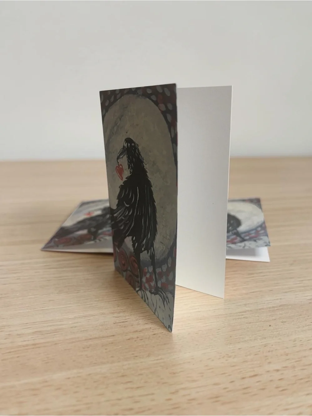 Mystical Raven Moonlight Greeting Cards Set of 5 Holding Your Heart
